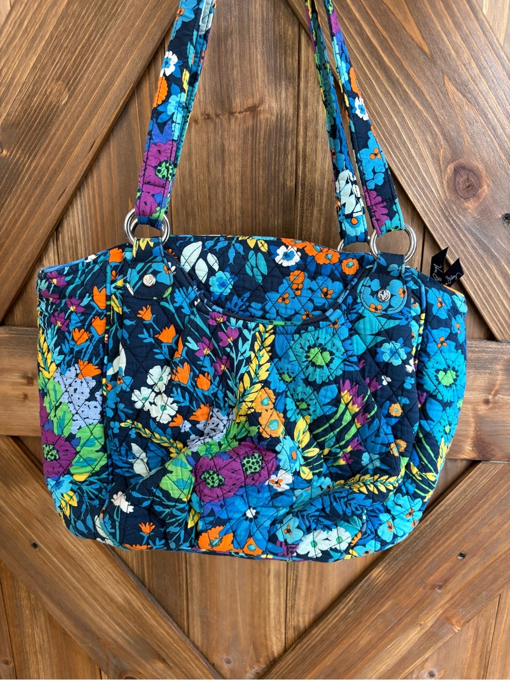 Vera Bradley Blue Floral Quilted Shoulder Bag